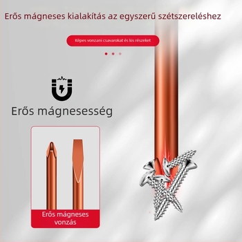 Varrógéphez való csavarhúzó készlet Phillips és lapos fejű bitekkel, mágneses, magas keménységű S2 szerszámacél, hosszú nyéllel