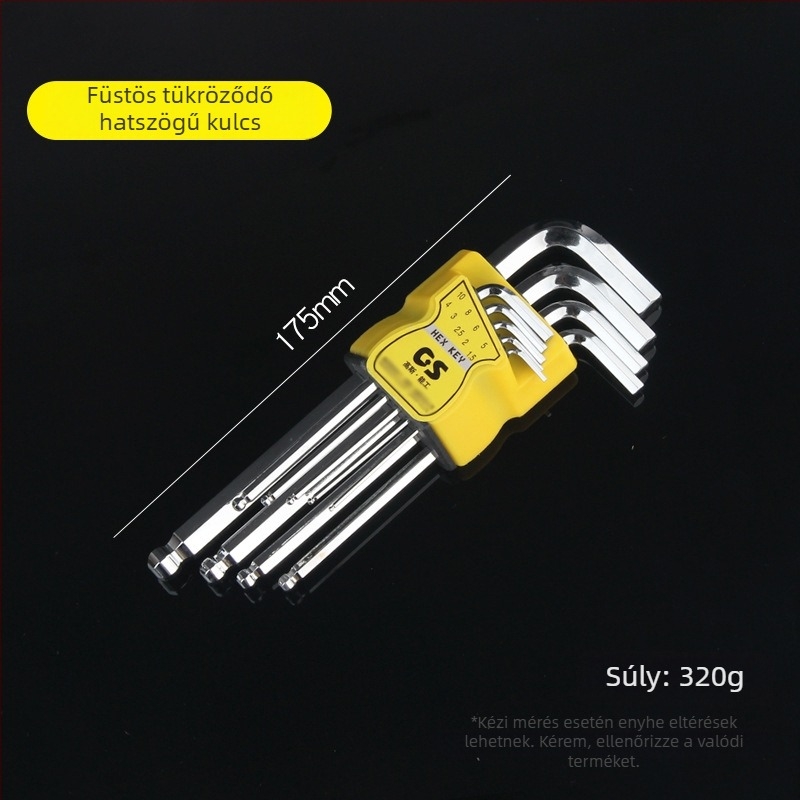 GSNG kilenc darabos golyófejes hatszögkészlet, króm-vanádium acélból, metrikus szabvány