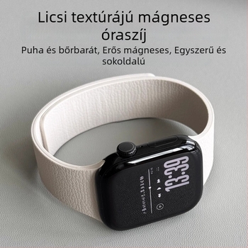 Lychee textúrájú szilikon mágneses óraszíj Apple Watch-hoz, Ultra/SE/S10 kompatibil, minden sorozathoz.