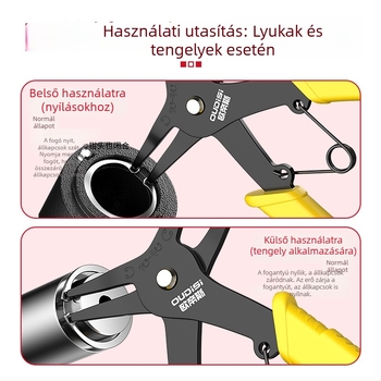 Ciklip fogó, 2 az 1-ben, belső és külső gyűrűkhöz, szétszerelés és összeszerelés