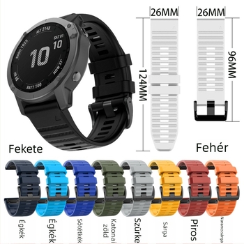 Szilikon óraszíj Garmin Fenix 6/6X/5X és Fenix 3 HR-hoz — 26 mm gyorskioldó, könnyű, divatos