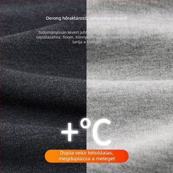 Uniszex gyapjú thermális alsónemű készlet fleece béléssel, vastag, fűtő hatású, felső és nadrág