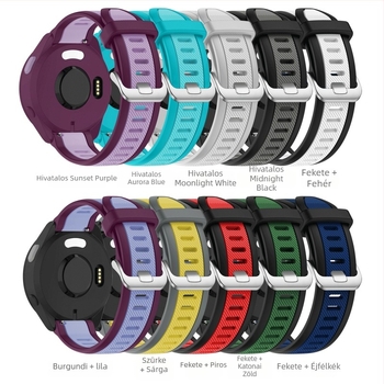 Garmin Forerunner165 Szilikon Szíj – Két színű textúra, Sportos stílus, Csat, Súly 20 g