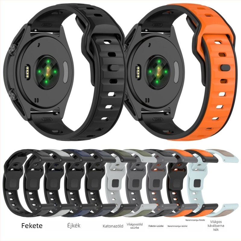 Garmin Forerunner 570/265/255/645 két színű szilikon óraszíj fordított csattal, 20/22 mm