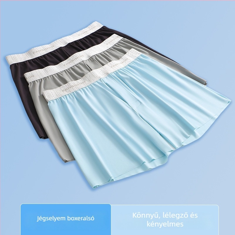 Férfi Ice Silk vékony, lazán szabott otthoni rövidnadrág, alváshoz, nagy méret, átlátszó