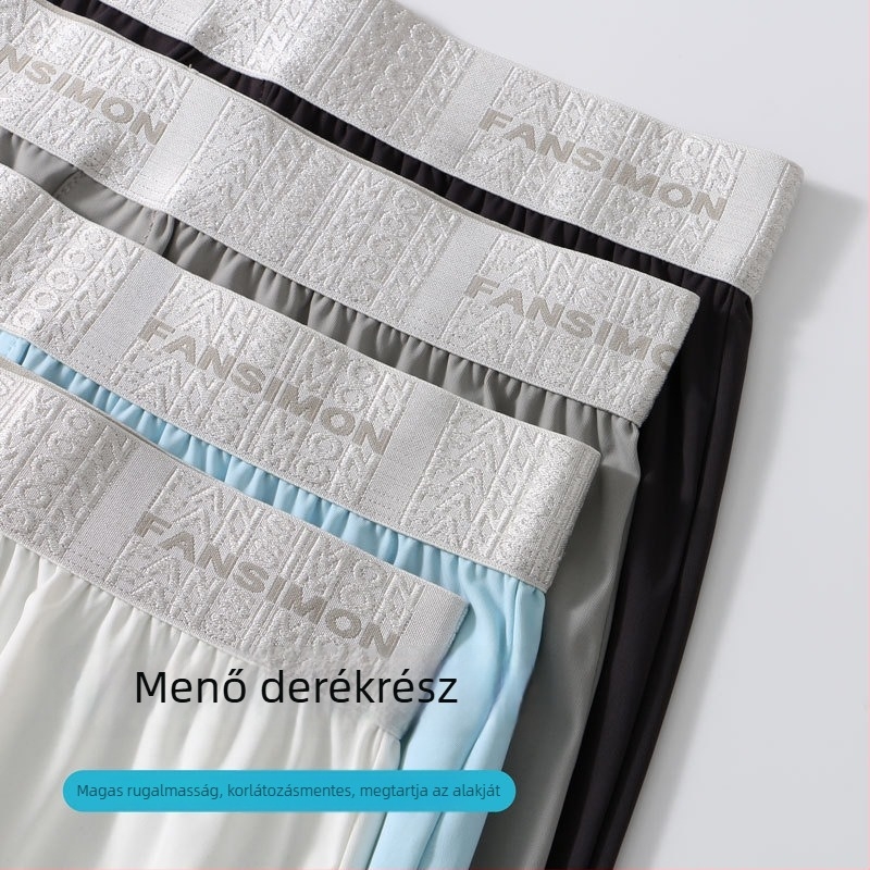 Férfi Ice Silk vékony, lazán szabott otthoni rövidnadrág, alváshoz, nagy méret, átlátszó