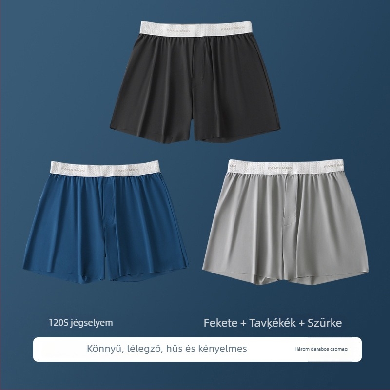 Férfi Ice Silk vékony, lazán szabott otthoni rövidnadrág, alváshoz, nagy méret, átlátszó