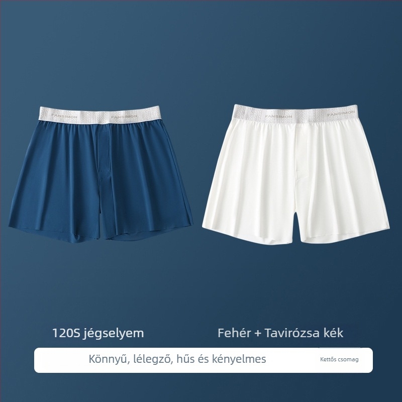 Férfi Ice Silk vékony, lazán szabott otthoni rövidnadrág, alváshoz, nagy méret, átlátszó