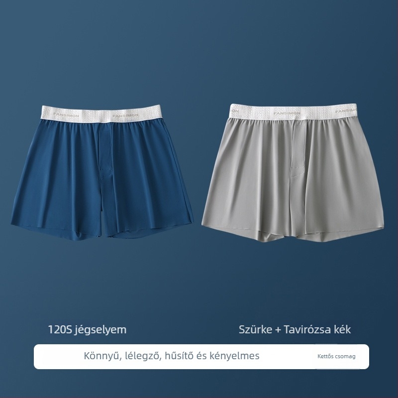 Férfi Ice Silk vékony, lazán szabott otthoni rövidnadrág, alváshoz, nagy méret, átlátszó
