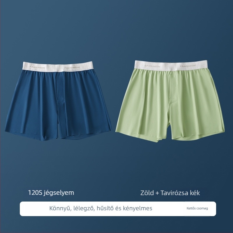 Férfi Ice Silk vékony, lazán szabott otthoni rövidnadrág, alváshoz, nagy méret, átlátszó
