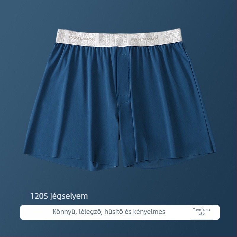 Férfi Ice Silk vékony, lazán szabott otthoni rövidnadrág, alváshoz, nagy méret, átlátszó
