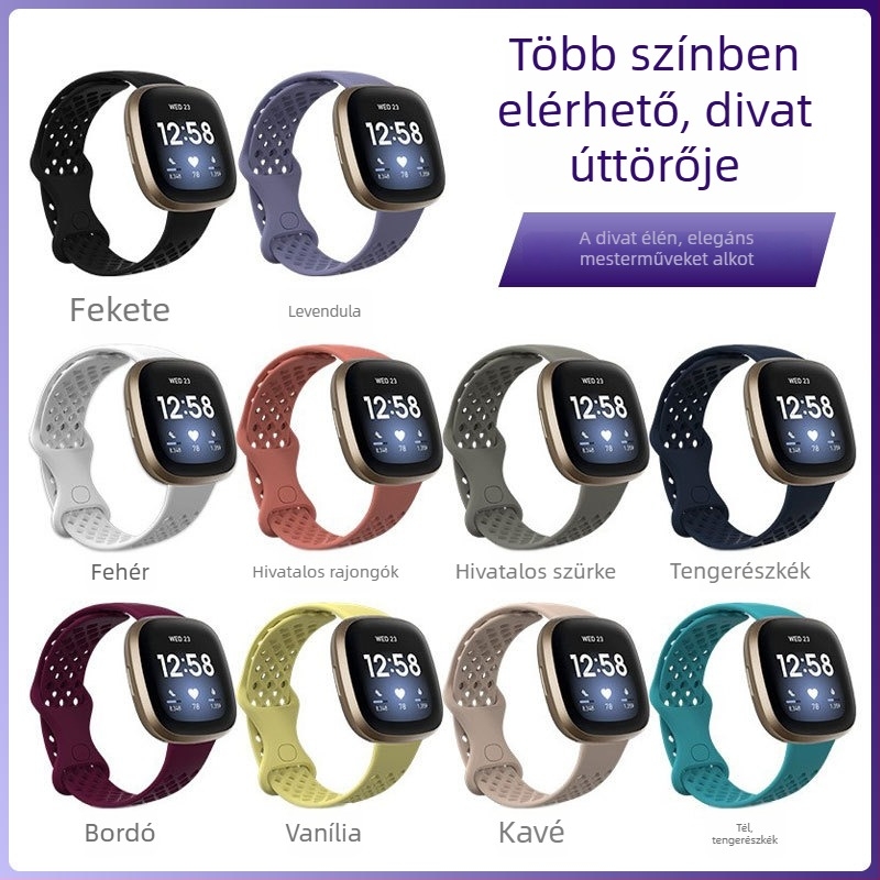 Fitbit Versa 3/Sense okosóra szíj – TPU sportos stílus, pillangócsattal, 12 g súly, kompatibil Versa 3 és Sense