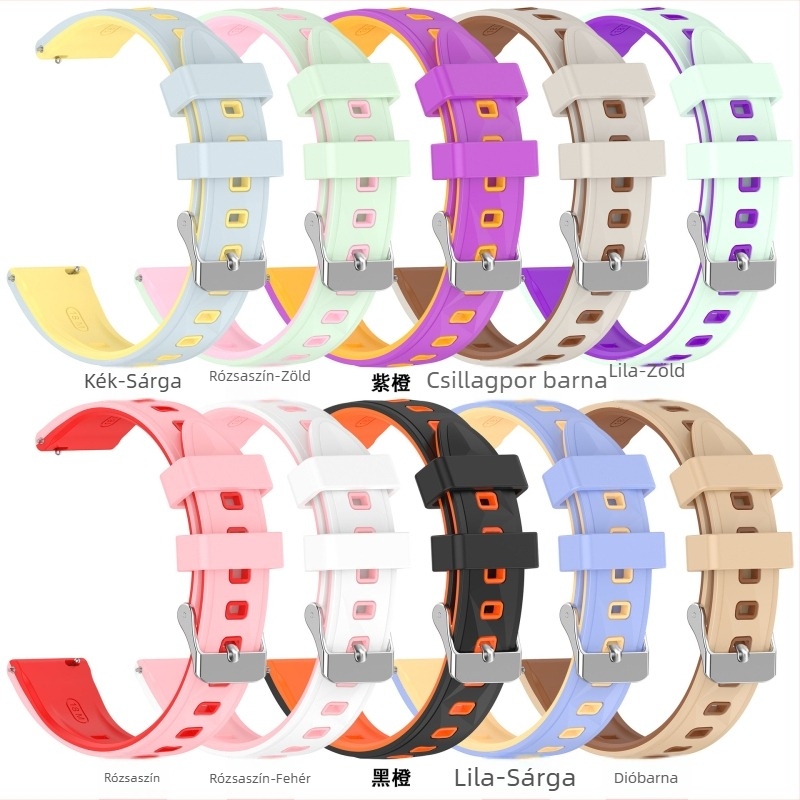 Női 18 mm-es szilikon óraszíj Huawei GT4/GT5/GT6-hoz, kétszínű