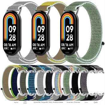Velcro-nylon pánt Xiaomi Mi Band 9/10 és Mi Band 8 NFC számára – szövött vászon karkötő