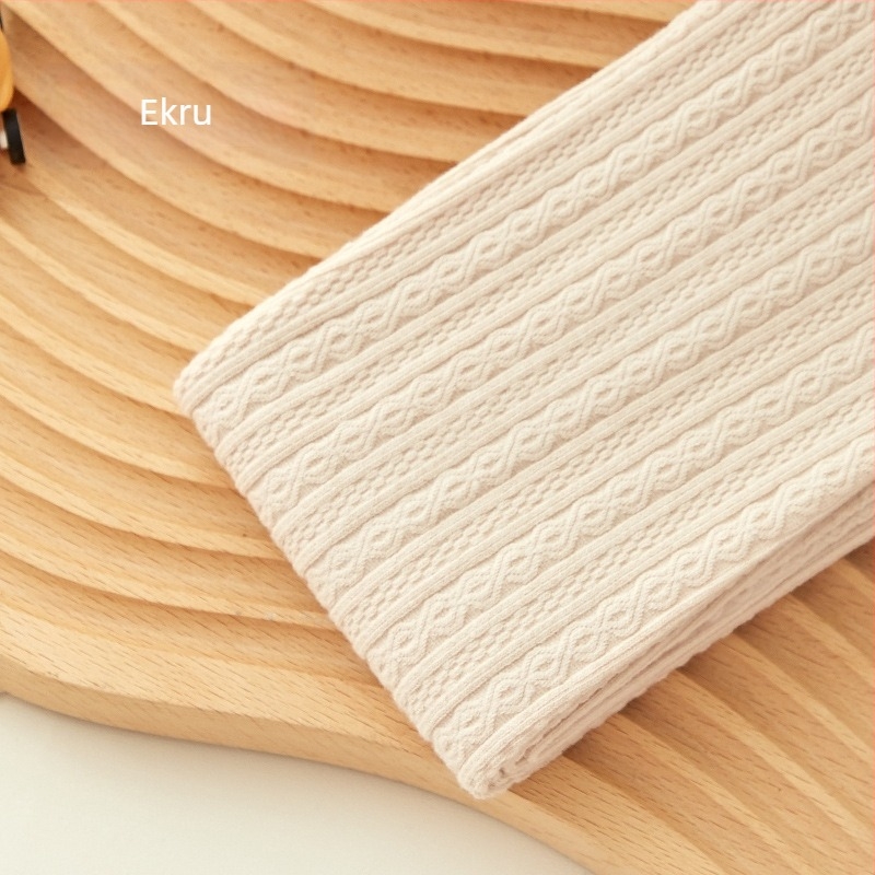 Női japán stílusú fleece-béléses harisnya mikrokompresszióval, karcsúsító hatás, őszi-téli, zabtej-fehér színű Lolita édes