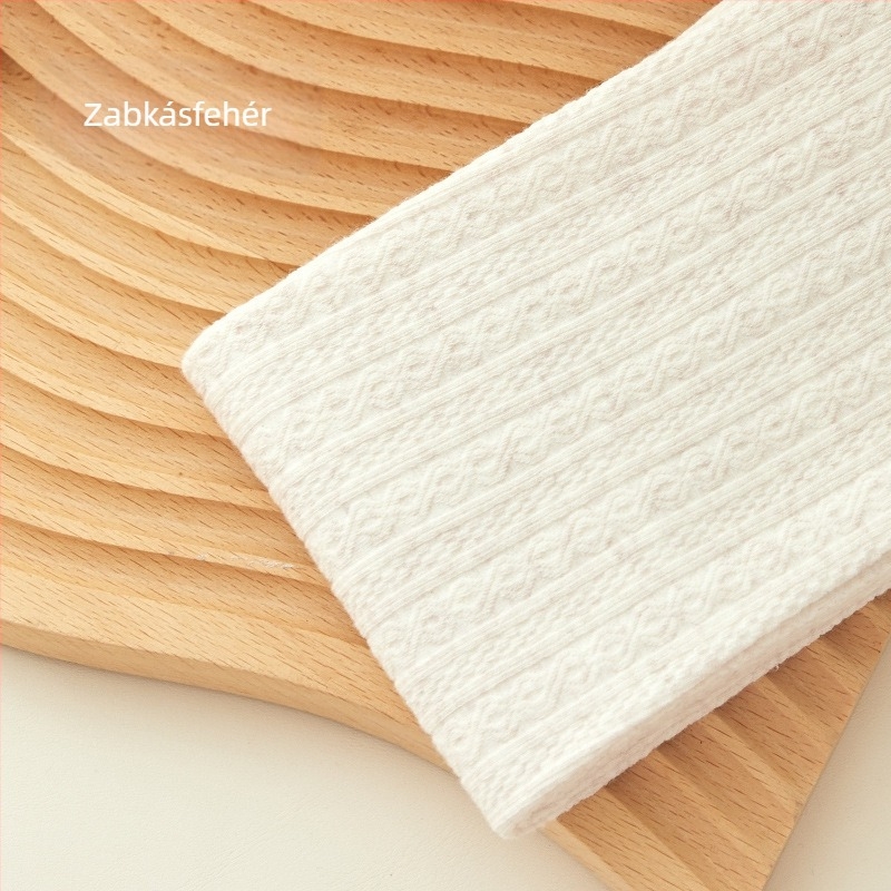 Női japán stílusú fleece-béléses harisnya mikrokompresszióval, karcsúsító hatás, őszi-téli, zabtej-fehér színű Lolita édes
