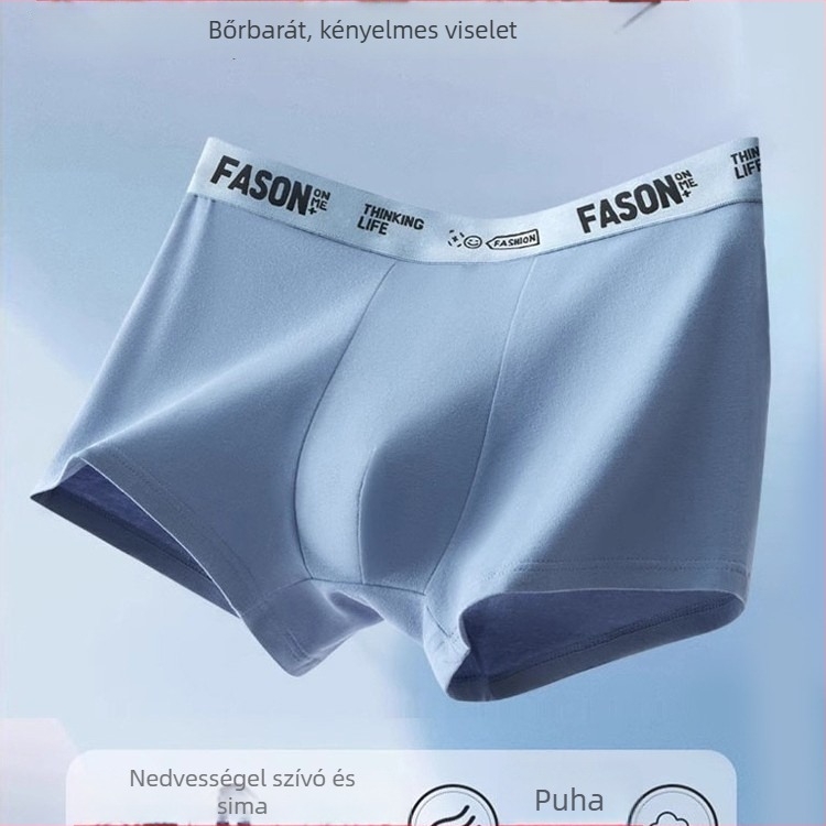 Férfi boxeralsók, pamut, antibakteriális, középmagas derekú, fiatal férfiaknak