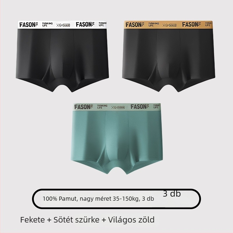 Férfi boxeralsók, pamut, antibakteriális, középmagas derekú, fiatal férfiaknak