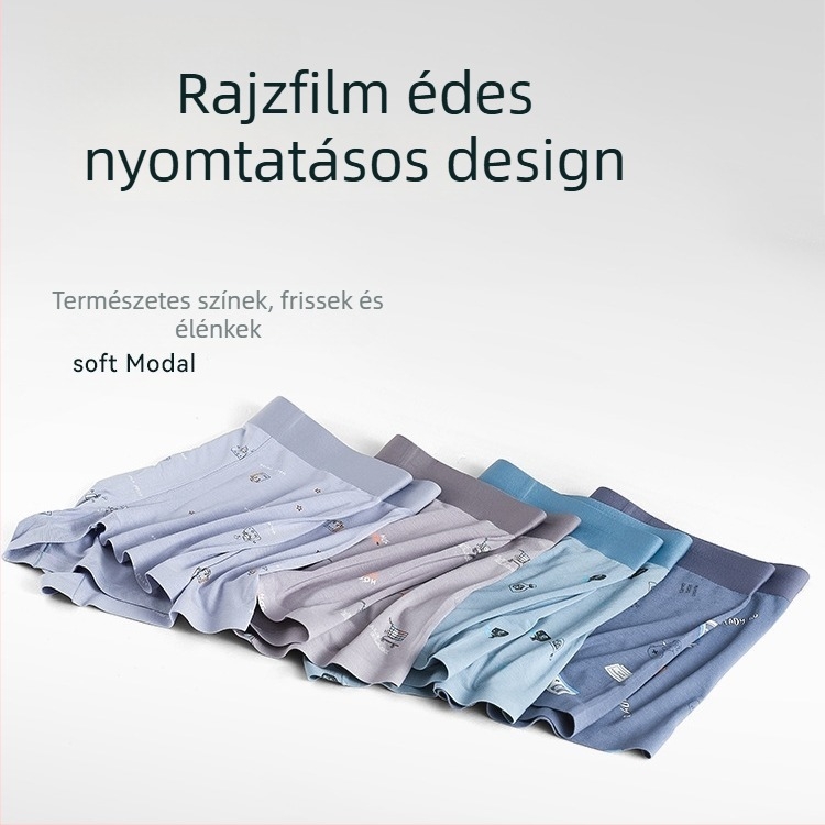 Férfi alsónemű pelin mintával, lélegző antibakteriális anyag, középmagas derekú, regenerált cellulóz rostból, bélés viszkózból
