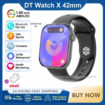 DT WATCH X mini okosóra Bluetooth hívással, AMOLED kijelző, alumínium ötvözet tok, szilikon szíj, Android-kompatibilis