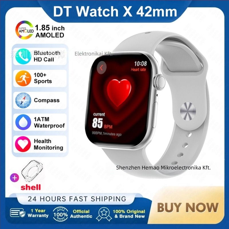 DT WATCH X mini okosóra Bluetooth hívással, AMOLED kijelző, alumínium ötvözet tok, szilikon szíj, Android-kompatibilis