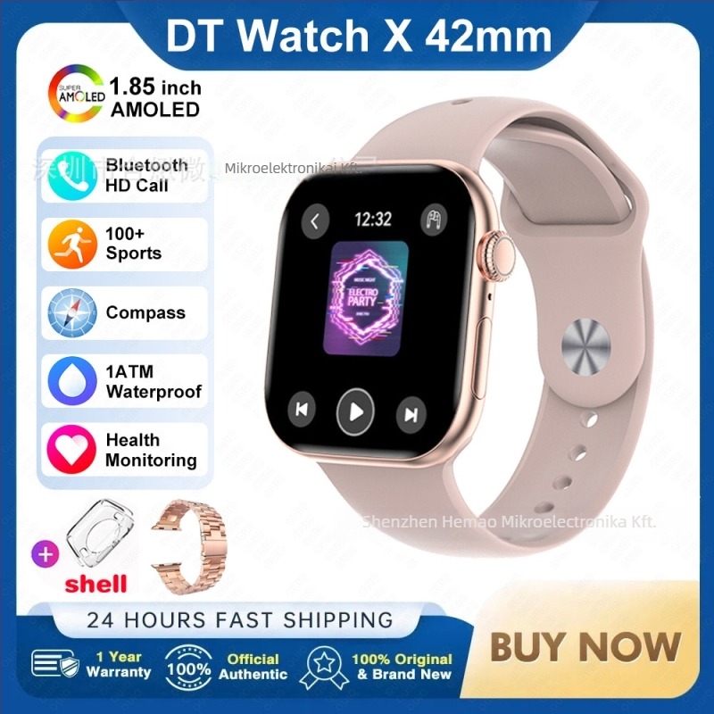 DT WATCH X mini okosóra Bluetooth hívással, AMOLED kijelző, alumínium ötvözet tok, szilikon szíj, Android-kompatibilis