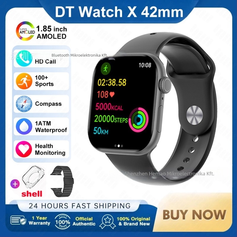 DT WATCH X mini okosóra Bluetooth hívással, AMOLED kijelző, alumínium ötvözet tok, szilikon szíj, Android-kompatibilis