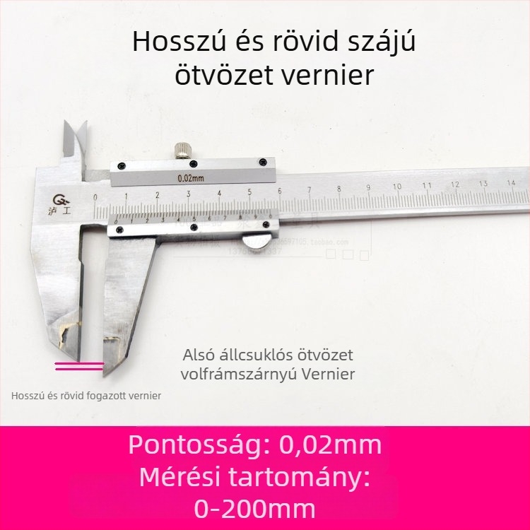 Vernier tolókaliper karbid ötvözetből párhuzamos jelöléshez, tartomány 0-500 mm