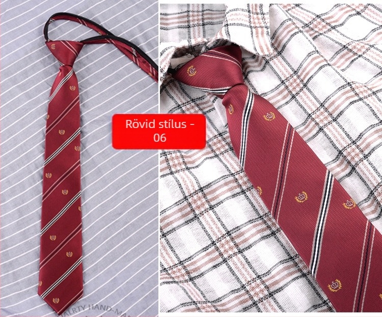 Női no-tie cipzáros nyakkendő rövid stílusban, Halloween cosplay, csíkos poliészter jacquard