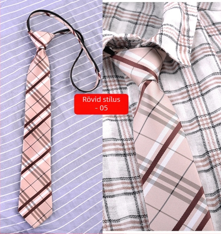 Női no-tie cipzáros nyakkendő rövid stílusban, Halloween cosplay, csíkos poliészter jacquard