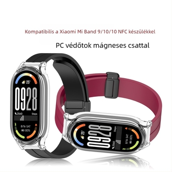 Szilikon karkötő mágneses csattal a Xiaomi Mi Band 10-hez; Mi Band 9 NFC védőtok összecsukható csattal