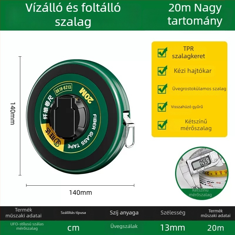 Shengda mérőszalag üvegszálas vonalzóval, kétoldalas, puha mérőszalag