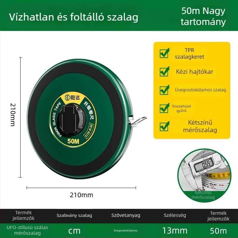 Shengda mérőszalag üvegszálas vonalzóval, kétoldalas, puha mérőszalag