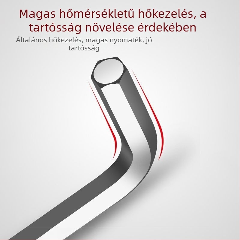 Belső hatszögű imbuszkulcs készlet, L-alakú, tíz darabos, magas szilárdságú krom-molibden-vanádium acél