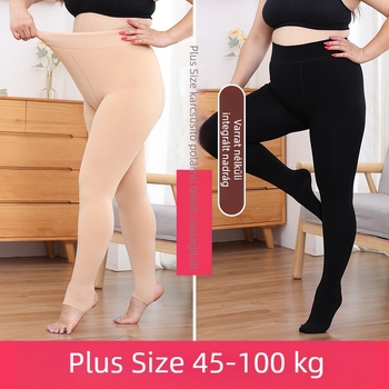 Plusz méretű nylon harisnya, magas derekú, testszínű, vastag