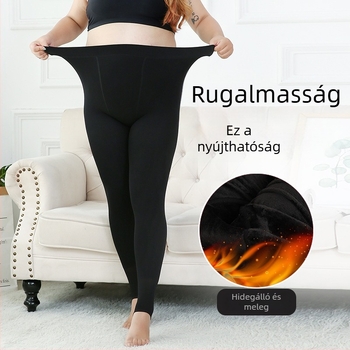 Plusz méretű nylon harisnya, magas derekú, testszínű, vastag
