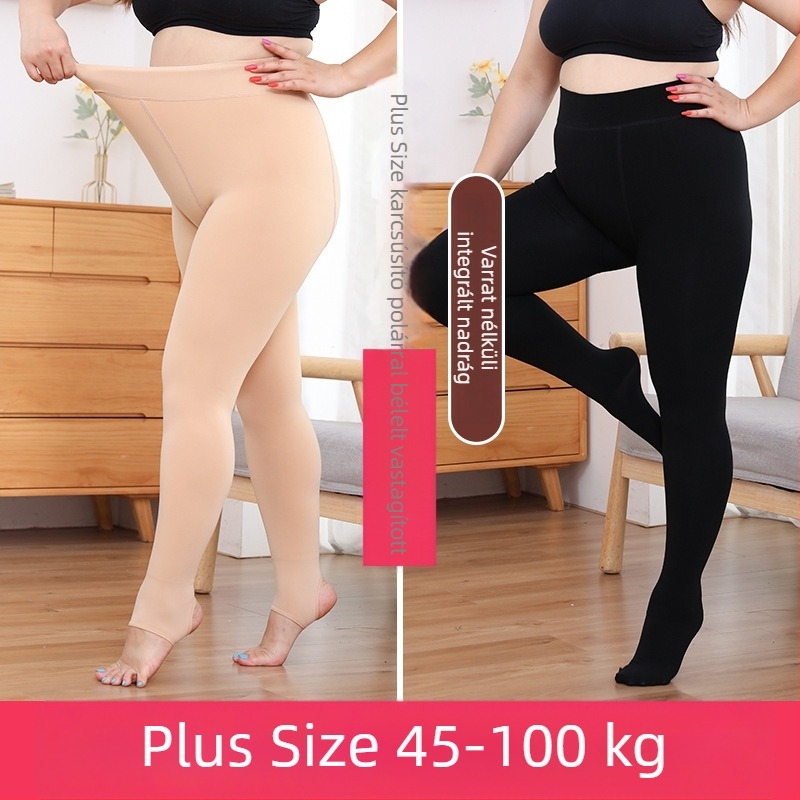 Plusz méretű nylon harisnya, magas derekú, testszínű, vastag