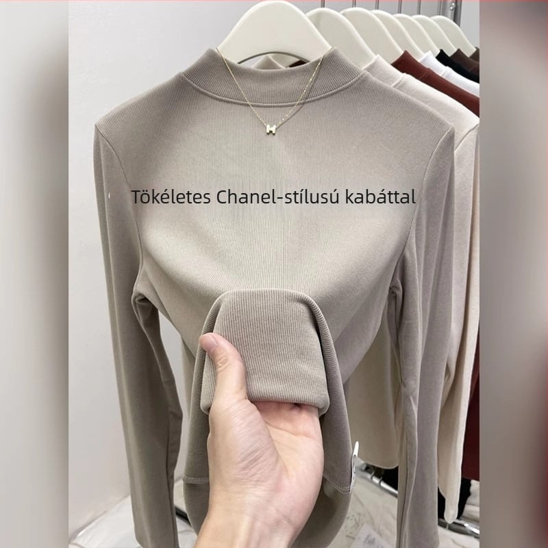 Modal alapréteg felső félmagas gallérral, hosszú ujjú, laza szabás, tél 2025