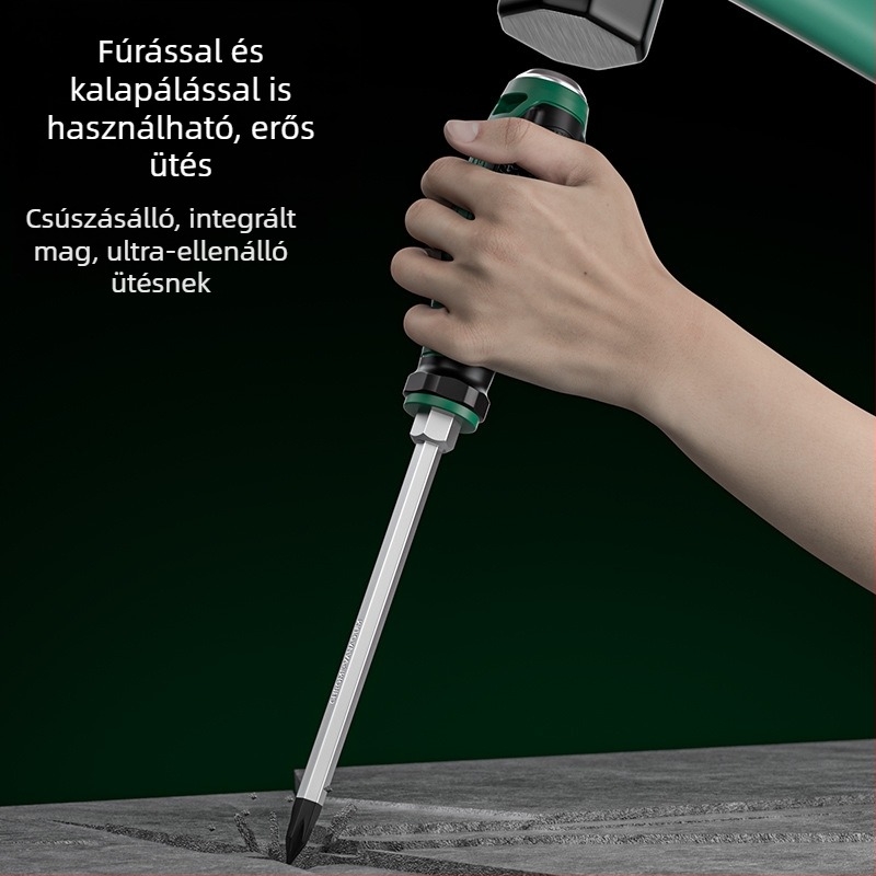 Cr-V acélból készült többfejes mágneses csavarhúzó, keresztes fej, magas keménységű és ütésálló