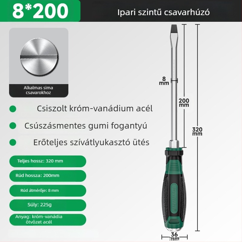 Cr-V acélból készült többfejes mágneses csavarhúzó, keresztes fej, magas keménységű és ütésálló