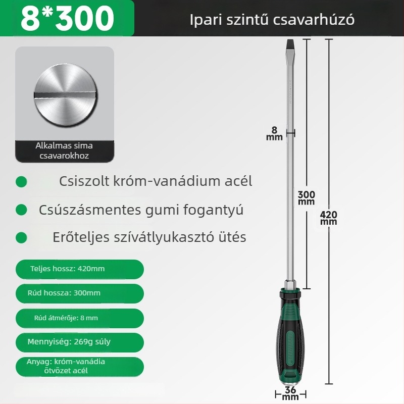 Cr-V acélból készült többfejes mágneses csavarhúzó, keresztes fej, magas keménységű és ütésálló