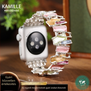 Kmille Apple Watch szíj, szabálytalan zománcos fém szíj, cinkötvözet, 15 cm, 14/20 mm, egyhurok csat