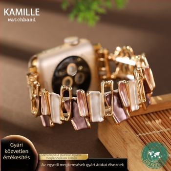 Kmille Apple Watch szíj, szabálytalan zománcos fém szíj, cinkötvözet, 15 cm, 14/20 mm, egyhurok csat