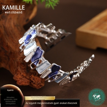 Kmille Apple Watch szíj, szabálytalan zománcos fém szíj, cinkötvözet, 15 cm, 14/20 mm, egyhurok csat