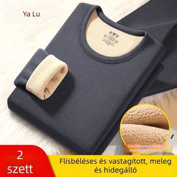 Férfi vastag fleece-béléses termikus alsó- és felsőruha szett télre