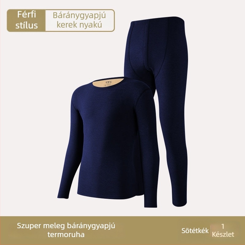 Férfi vastag fleece-béléses termikus alsó- és felsőruha szett télre