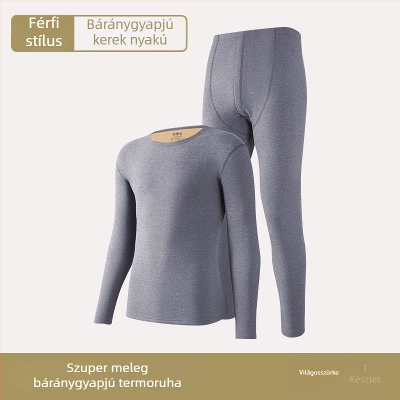 Férfi vastag fleece-béléses termikus alsó- és felsőruha szett télre