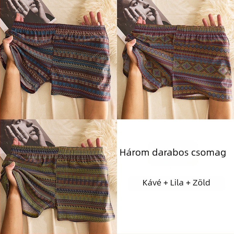 Férfi pamut boxer alsó, középmagasságú derékú, lélegző, gyorsan száradó, 90–95% pamut, geometriai/gradiens/hullám mintázat