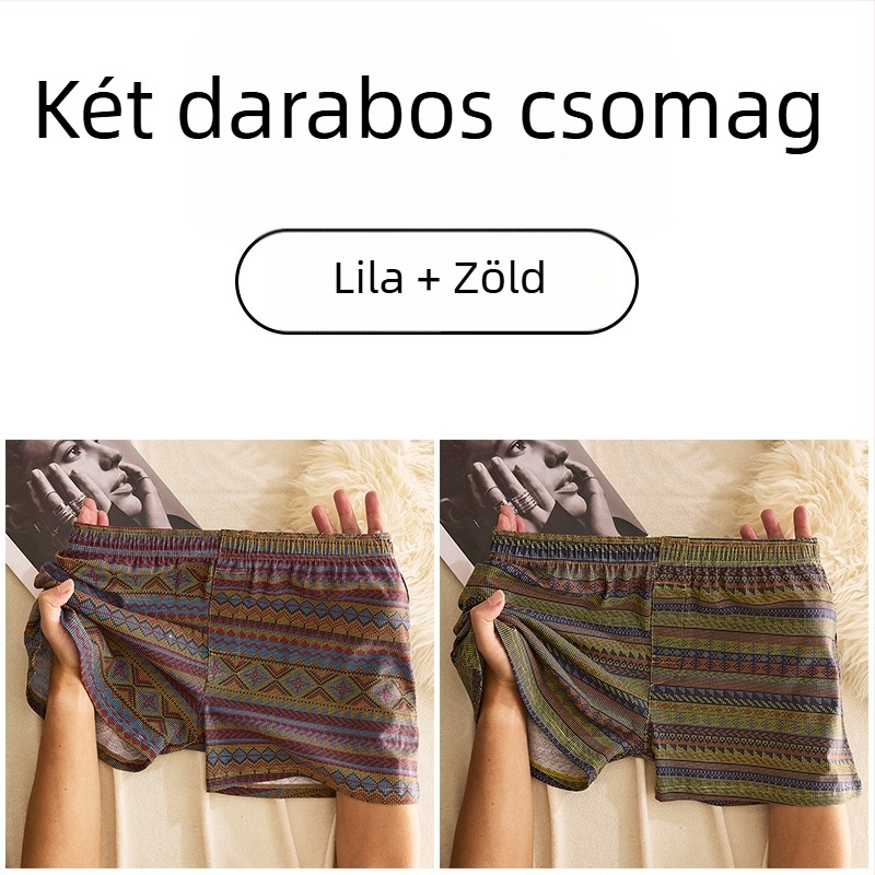 Férfi pamut boxer alsó, középmagasságú derékú, lélegző, gyorsan száradó, 90–95% pamut, geometriai/gradiens/hullám mintázat