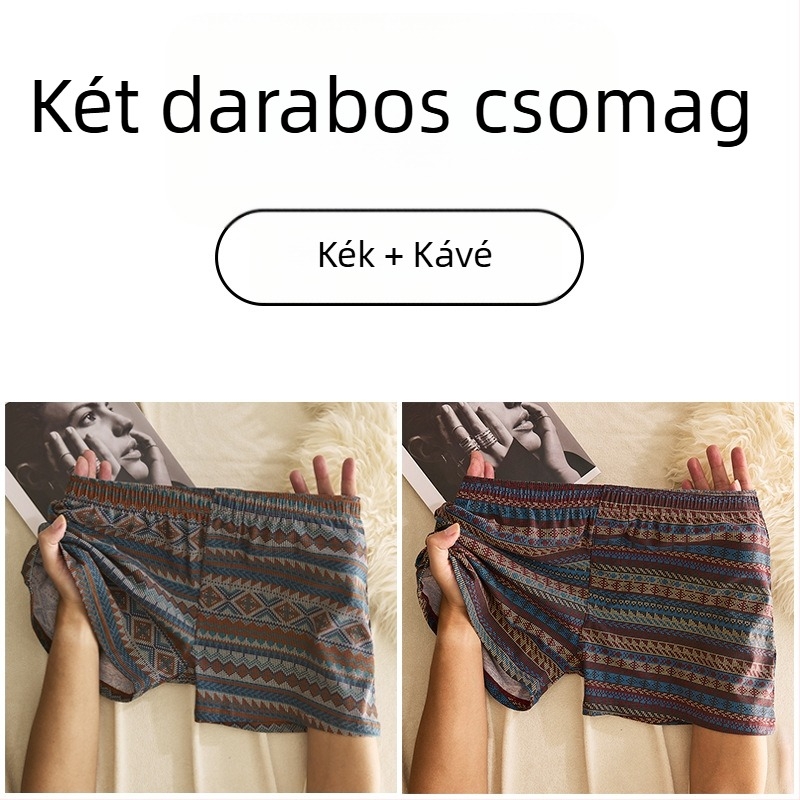 Férfi pamut boxer alsó, középmagasságú derékú, lélegző, gyorsan száradó, 90–95% pamut, geometriai/gradiens/hullám mintázat